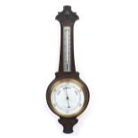 Carved oak aneroid barometer, 74cm long :For Further Condition Reports Please Visit Our Website.