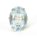 Large 9ct gold blue stone ring, size M, 10.0g :For Further Condition Reports Please Visit Our