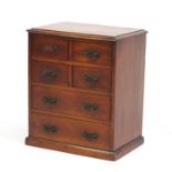Mahogany six drawer apprentice chest with brass handles, 37cm H x 32cm W x 20cm D :For Further