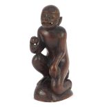 Tribal interest carved wood figure, possibly Polynesian, 22.5cm high :For Further Condition