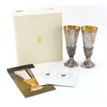 Pair of Aurum silver 9th century design goblets with box and certificates, limited edition 351 and