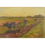 Harvest scene, oil on canvas, bearing a signature J H Craig, unframed, 39cm x 28cm :For Further