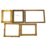 Five 19th century and later gilt frames including Gesso, the largest 120.5cm x 78.5cm :For Further