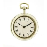 Mid 18th century silver pair cased pocket watch by Sam Jenkins, the Verge fusee movement numbered