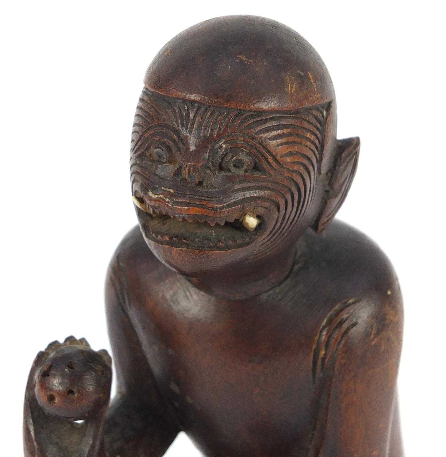 Tribal interest carved wood figure, possibly Polynesian, 22.5cm high :For Further Condition - Image 2 of 6