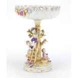 German hand painted porcelain centre piece by Dresden, the base and column in the form of children