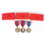 Three silver commemorative medals with cases comprising 1937 and 1953 Coronations and the 1977