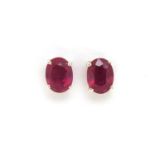 Pair of silver ruby solitaire earrings, 7mm in length, 1.8g :For Further Condition Reports Please