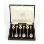 Set of six silver teaspoons by James Dixon & Sons, housed in a Wilkinson & Sharp Ltd Edinburgh