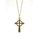 9ct gold cross pendant on a 9ct gold necklace, the necklace 44cm in length, 5.2g :For Further