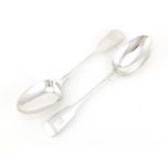 Pair of Georgian silver tablespoons by Reid & Sons, Newcastle 1834, 22cm in length, 136.5g :For