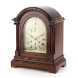 Mahogany cased Westminster chiming bracket clock striking on five rods, with Gustav Becker movement,