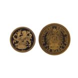 Two miniature 14ct gold coins including a ten Mark :For Further Condition Reports Please Visit Our