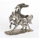 Aligi Sasu, 800 grade silver sculpture of two horse, limited edition 27/650, impressed marks to