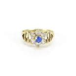 9ct gold blue and clear stone ring, size O, 2.5g :For Further Condition Reports Please Visit Our