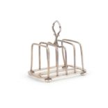 Arts & Crafts silver four slice toast rack by Hukin & Heath, numbered 171, Birmingham 1929, 9cm