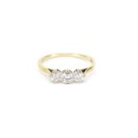 9ct gold diamond three stone ring, marked Bravington's to the band, size R, 1.9g :For Further