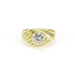 9ct gold cubic zirconia solitaire ring, size R, 2.8g :For Further Condition Reports Please Visit Our