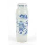 Chinese blue and white porcelain vase hand painted with a warrior in a landscape, 23cm high :For