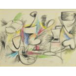 After Arshile Gorky - Abstract composition, hearts and insects, mixed media, mounted and framed,