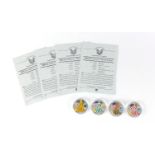 Four 2004 United States of America coloured silver dollars, with certificates :For Further Condition