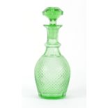 Antique Bohemian Uranium glass decanter, 28.5cm high :For Further Condition Reports Please Visit Our