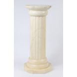White marble pedestal with fluted column on octagonal base, 69cm high :For Further Condition Reports