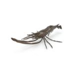 Large Japanese bronze crayfish, impressed marks to the underside, 14cm in length :For Further