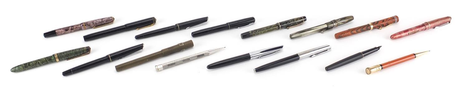 Fountain pens and propelling pencils including a Waterman's brown ripple with 9ct gold band, - Image 11 of 13