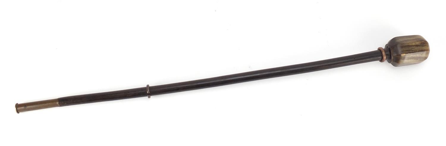 African rhinoceros horn tribal war club with metal mounts, 60.5cm in length, 230.0g :For Further