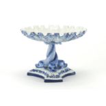 Royal Worcester porcelain comport with dolphin supports, impressed marks to the base, 14cm high x