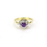 18ct gold amethyst and diamond ring, size M, 3.7g :For Further Condition Reports Please Visit Our