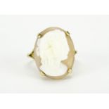 9ct gold cameo maiden head ring, size R, 6.0g :For Further Condition Reports Please Visit Our
