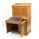 Oak Secretaire cabinet, the superstructure fitted an arrangement of pigeon holes and drawers above a