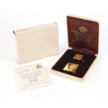The British Definitive stamp replica issue set comprising two 22ct gold replica stamps, set number