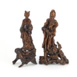 Good pair of Chinese root wood carvings, the largest 36cm high :For Further Condition Reports Please