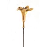 Art Nouveau 15ct gold hat pin, 14.5cm in length, 5.7g :For Further Condition Reports Please Visit