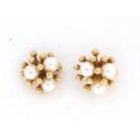 Pair of 9ct gold pearl earrings, 1cm in diameter, 2.4g :For Further Condition Reports Please Visit