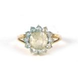 9ct gold clear stone flower head ring, size N, 3.2g :For Further Condition Reports Please Visit