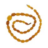 Butterscotch amber coloured bead necklace, 42cm in length, 13.6g :For Further Condition Reports