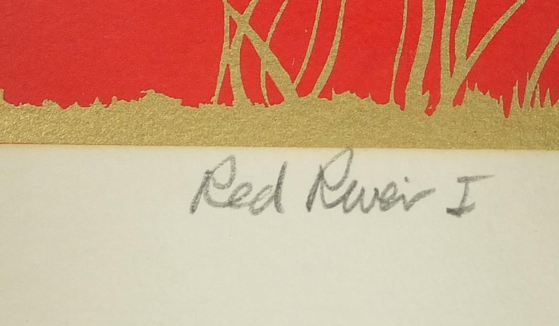 Pair of pencil signed limited edition Chinese landscape prints, titled 'Red River', numbered 79/135, - Image 5 of 13