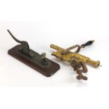 Two vintage bar corkscrews, the largest 51cm in length : For Further Condition Reports Please