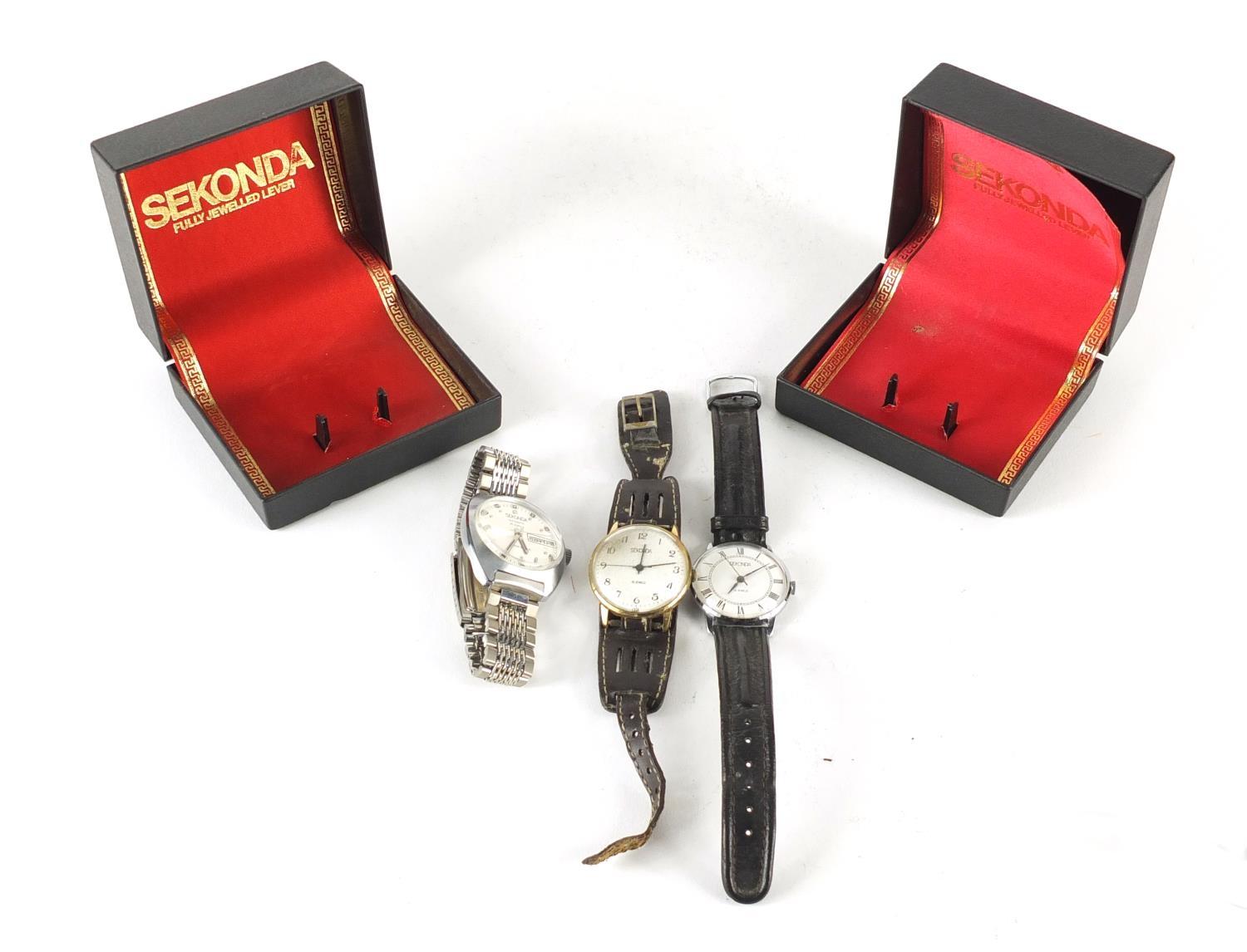 Three vintage Sekonda wristwatches : For Further Condition Reports Please visit our website - We - Image 4 of 4