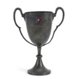 Shipping interest Arandora Star silver plated goblet with twin handles, 19.5cm high : For Further