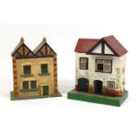 Two vintage wooden dolls houses, the largest 43cm high : For Further Condition Reports Please