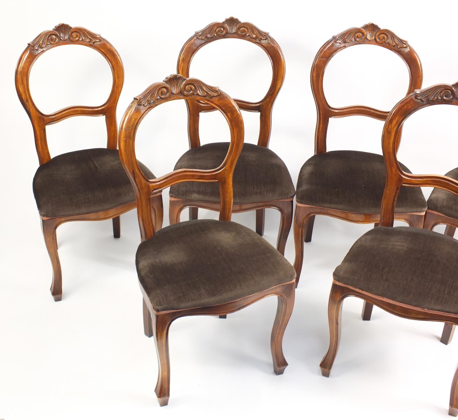 Set of six spoon back dining chairs with stuff over seats, 98cm high : For Further Condition Reports - Image 2 of 5