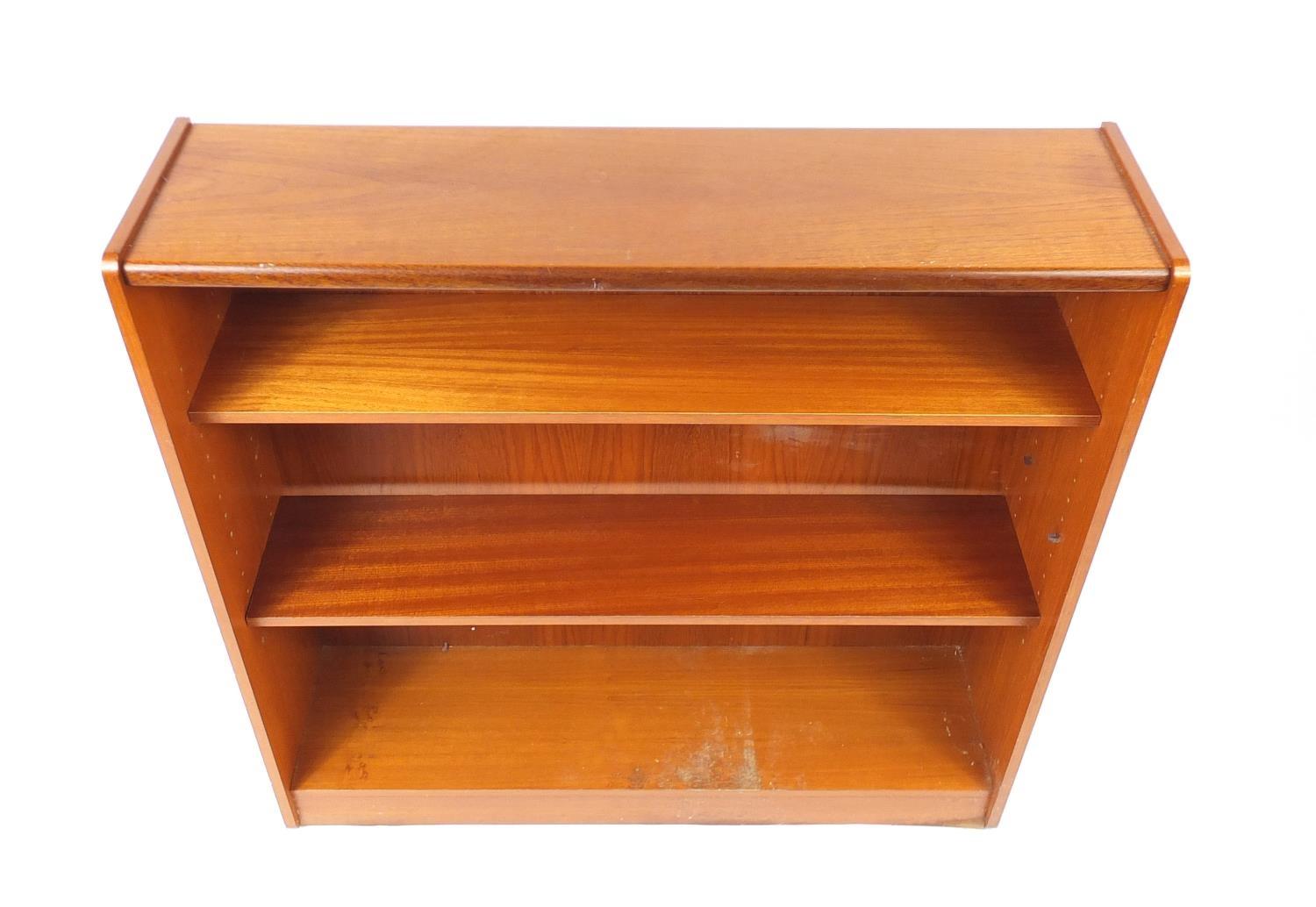 Teak open bookcase with two adjustable shelves, 100cm H x 100cm W x 26cm D : For Further Condition - Image 2 of 3