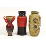 Three Western Germany pottery vases, the largest 41cm high : For Further Condition Reports Please