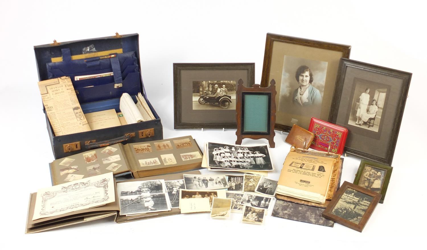 19th century and later ephemera including black and white photograph albums and framed photographs :