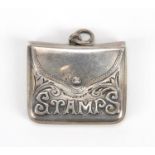 Rectangular silver stamp box pendant, 3cm in length : For Further Condition Reports Please visit our